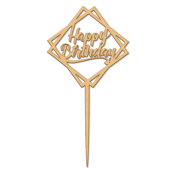 Torten Topper - Happy Birthday Geometrie - Holz